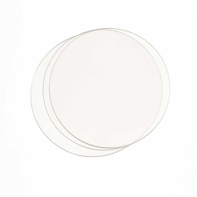 Clear plastic plates on a white background